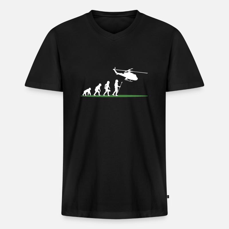 Hubschrauber Hubschrauber Hubschrauberlandeplatz - Männer Premium Bio T-Shirt mit V-Ausschnitt - Schwarz