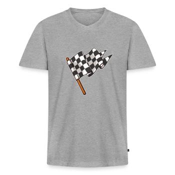 Racing Flag Karting Drifting CAr Racing Motocross - T-shirt encolure en V Premium bio Homme - gris chiné - Devant