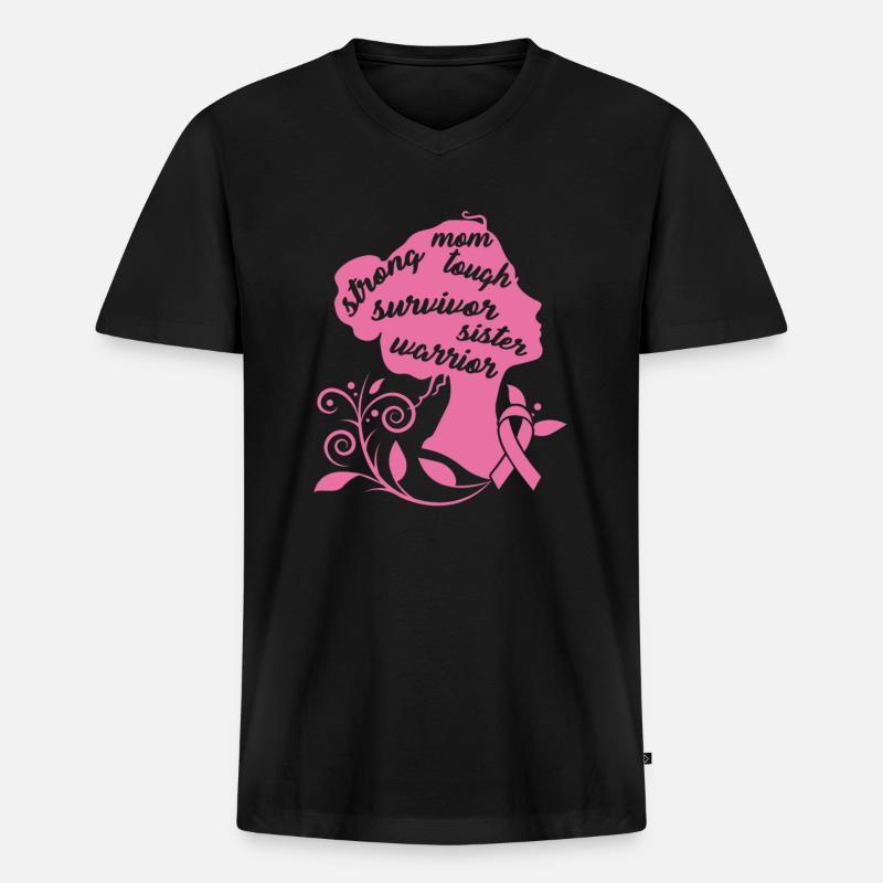 Starkes Mutter-starkes Brustkrebs-Überlebend-Geschenk - Männer Premium Bio T-Shirt mit V-Ausschnitt - Schwarz