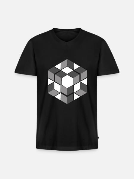 Geometric Cube Seamless Pattern Graphic - Men's Premium Organic T-shirt with V-neck - black