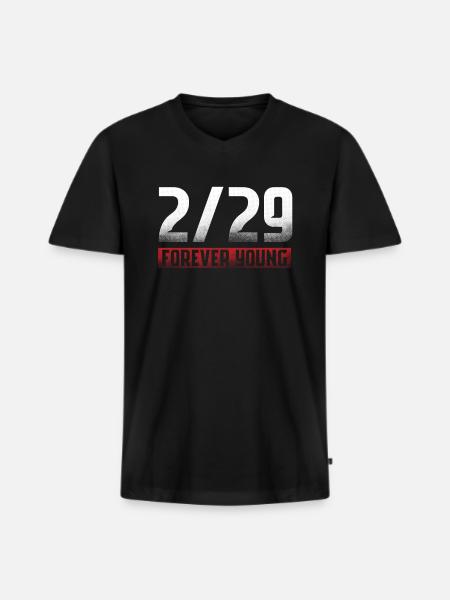2 29 Forever Young 29. februar Gave - Premium økologisk T-shirt med V-hals til mænd - sort