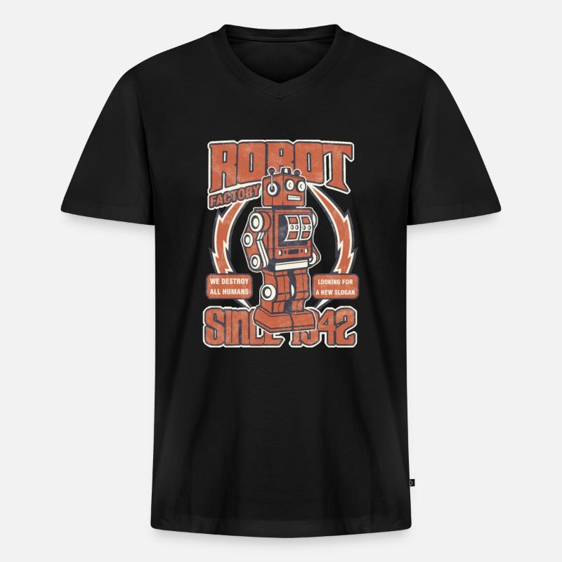 Roboterfabrik Roboter Technologie Geschenk - Männer Premium Bio T-Shirt mit V-Ausschnitt - Schwarz