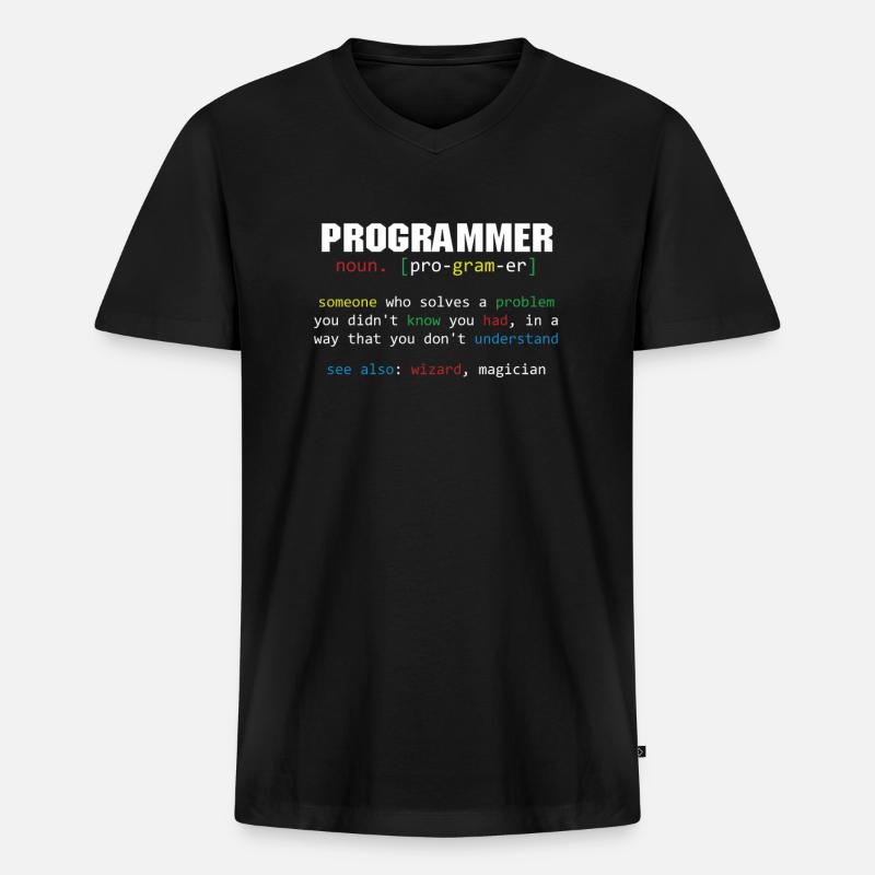 Programmer Definition Coder Programming Coding - Men's Premium Organic T-shirt with V-neck - black