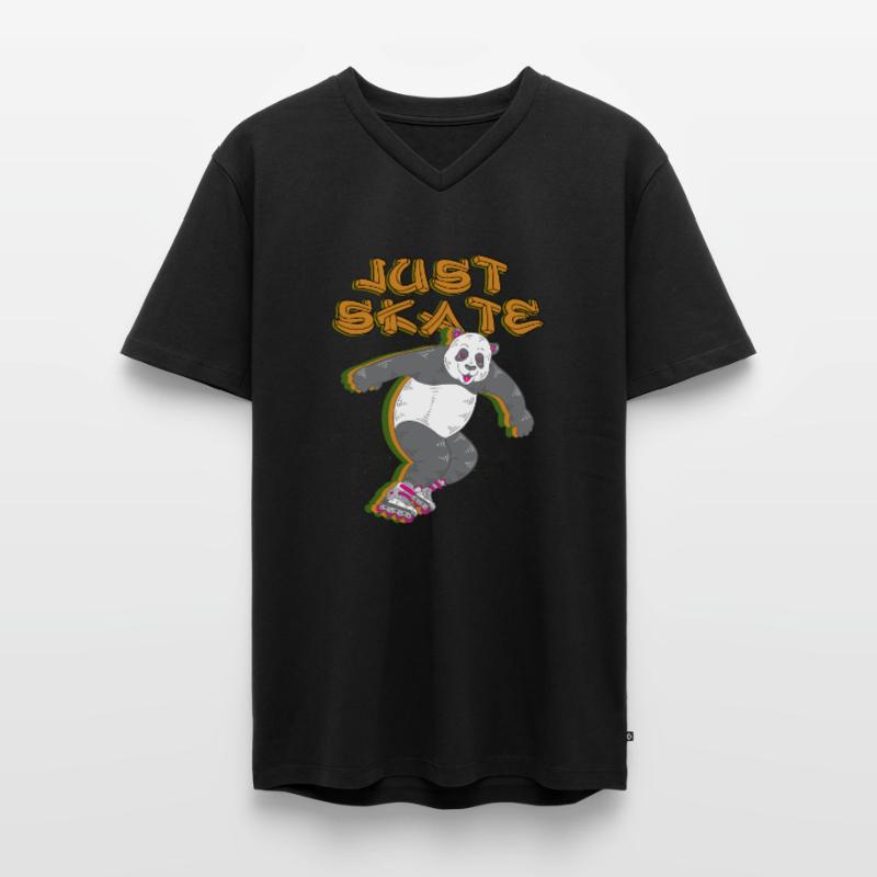 Einfach Skate Panda Inline Skating Rollerblading Geschenk Männer Premium Bio T-Shirt mit V-Ausschnitt