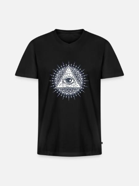 Illuminati Conspiracy Masonic Triangle Mandala - Men's Premium Organic T-shirt with V-neck - black