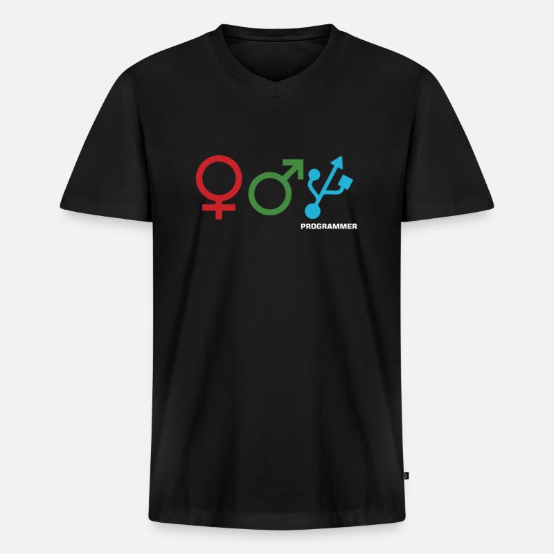 Programmieren von Entschlüsselungscodes Computertechniker - Männer Premium Bio T-Shirt mit V-Ausschnitt - Schwarz