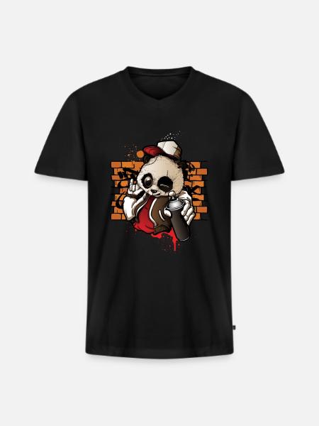 Cool Hip Hop Panda Hiphop Graffiti Spray Paint - Premium økologisk T-shirt med V-hals til mænd - sort