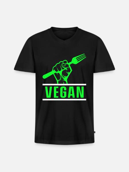 Vegetarisch Veganismus Tierrechte Veggie - Männer Premium Bio T-Shirt mit V-Ausschnitt - Schwarz