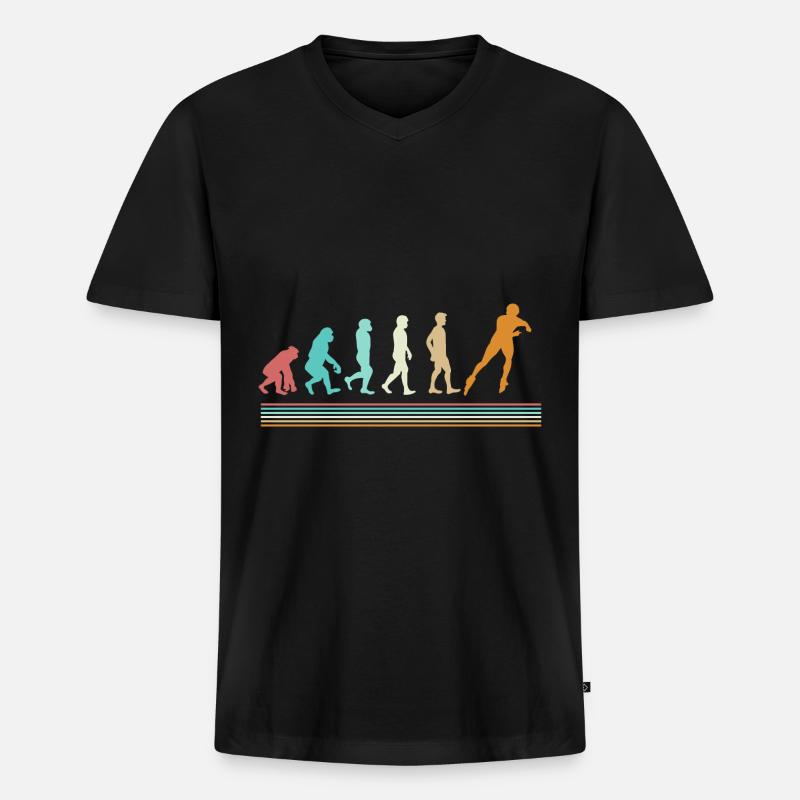 Inline Skating Evolution Rollschuh Inlineskater - Männer Premium Bio T-Shirt mit V-Ausschnitt - Schwarz