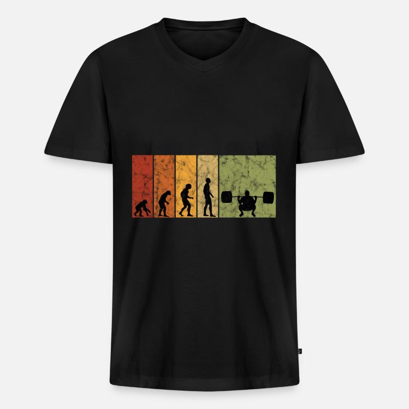 Bodybuilding Bodybuilder GYM Evolution Retro - Männer Premium Bio T-Shirt mit V-Ausschnitt - Schwarz