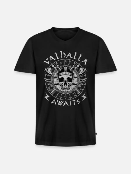 Valhalla vous attend - T-shirt encolure en V Premium bio Homme - noir