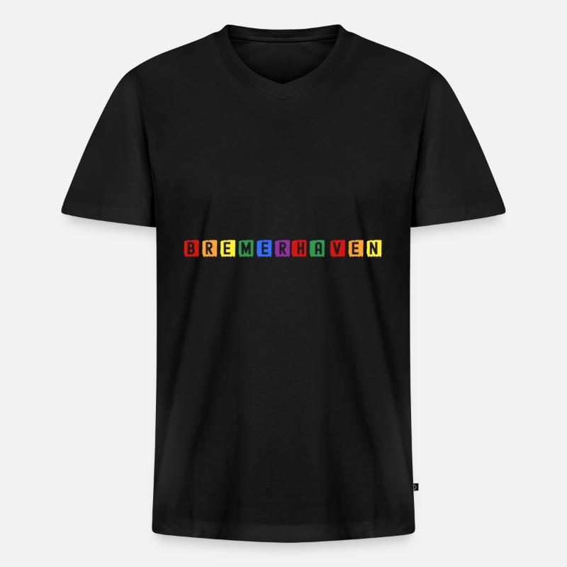 Bremenerhaven - Männer Premium Bio T-Shirt mit V-Ausschnitt - Schwarz