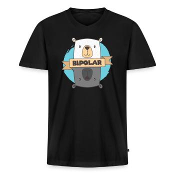 BiPolar Bear I Conception de troubles mentaux mignons - T-shirt encolure en V Premium bio Homme - noir - Devant - Nico (187cm)