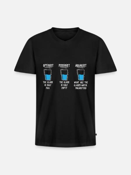 Optimist Pessimist Aquarist Aquarium Engineer - Men's Premium Organic T-shirt with V-neck - black