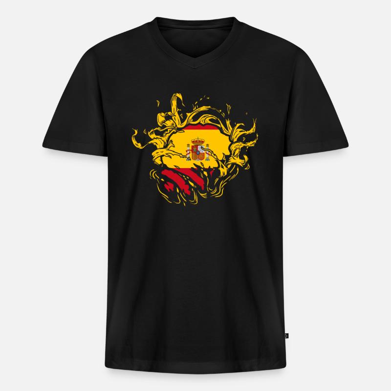 Spanien - Männer Premium Bio T-Shirt mit V-Ausschnitt - Schwarz