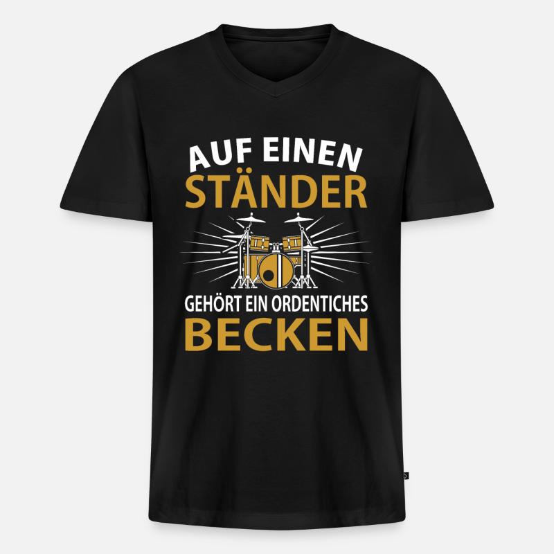 Schlagzeug - Männer Premium Bio T-Shirt mit V-Ausschnitt - Schwarz