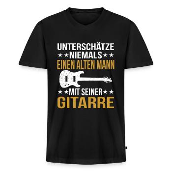 Gitarre Gitarre spielen Gitarrist Geschenk Band - Männer Premium Bio T-Shirt mit V-Ausschnitt - Schwarz - Vorne - Nico (187cm)