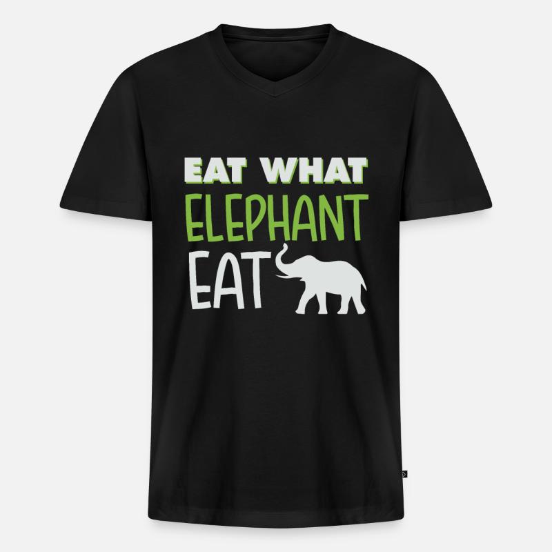 Elefant - Männer Premium Bio T-Shirt mit V-Ausschnitt - Schwarz