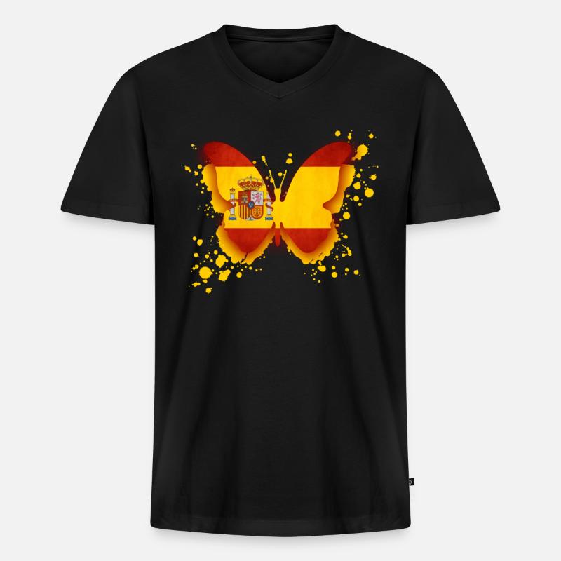 Spanien Flagge Geschenk Spanisch - Männer Premium Bio T-Shirt mit V-Ausschnitt - Schwarz