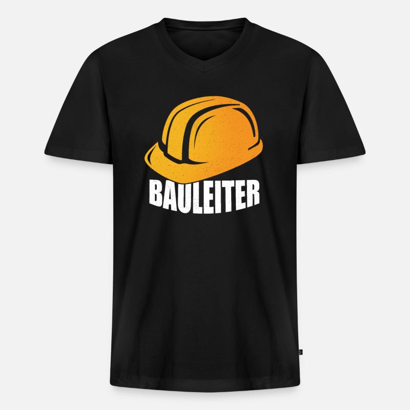 Bauarbeiter - Männer Premium Bio T-Shirt mit V-Ausschnitt - Schwarz
