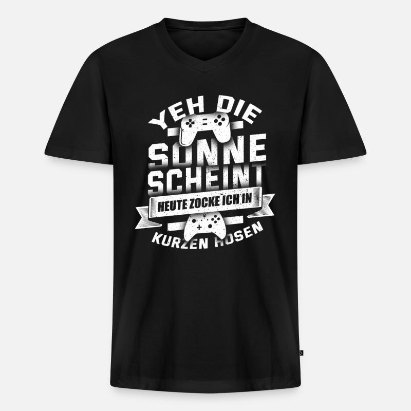 Gaming Gamer computer spielen Geschenk - Männer Premium Bio T-Shirt mit V-Ausschnitt - Schwarz