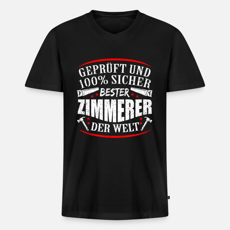 Zimmermann - Männer Premium Bio T-Shirt mit V-Ausschnitt - Schwarz