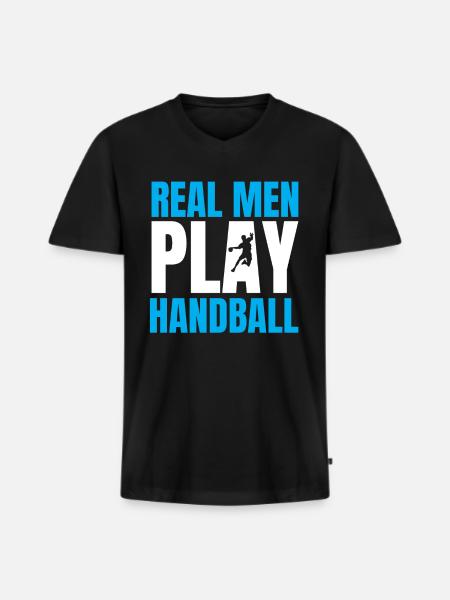 handball - Men's Premium Organic T-shirt with V-neck - black