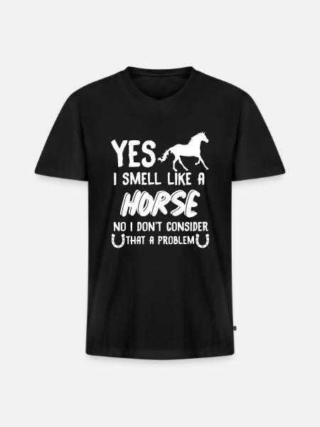 Pferd - Männer Premium Bio T-Shirt mit V-Ausschnitt - Schwarz