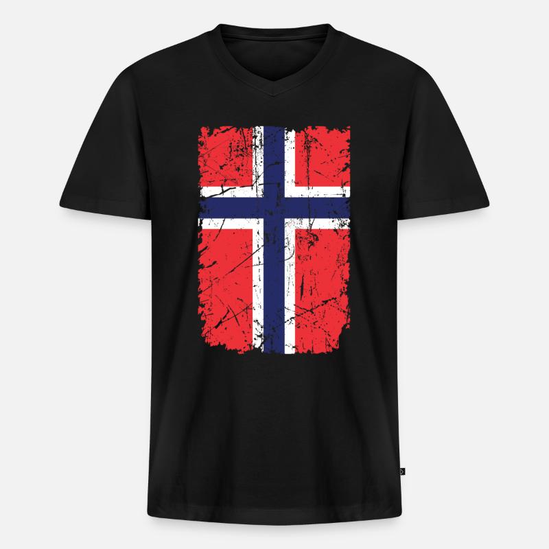 Norwegen - Männer Premium Bio T-Shirt mit V-Ausschnitt - Schwarz