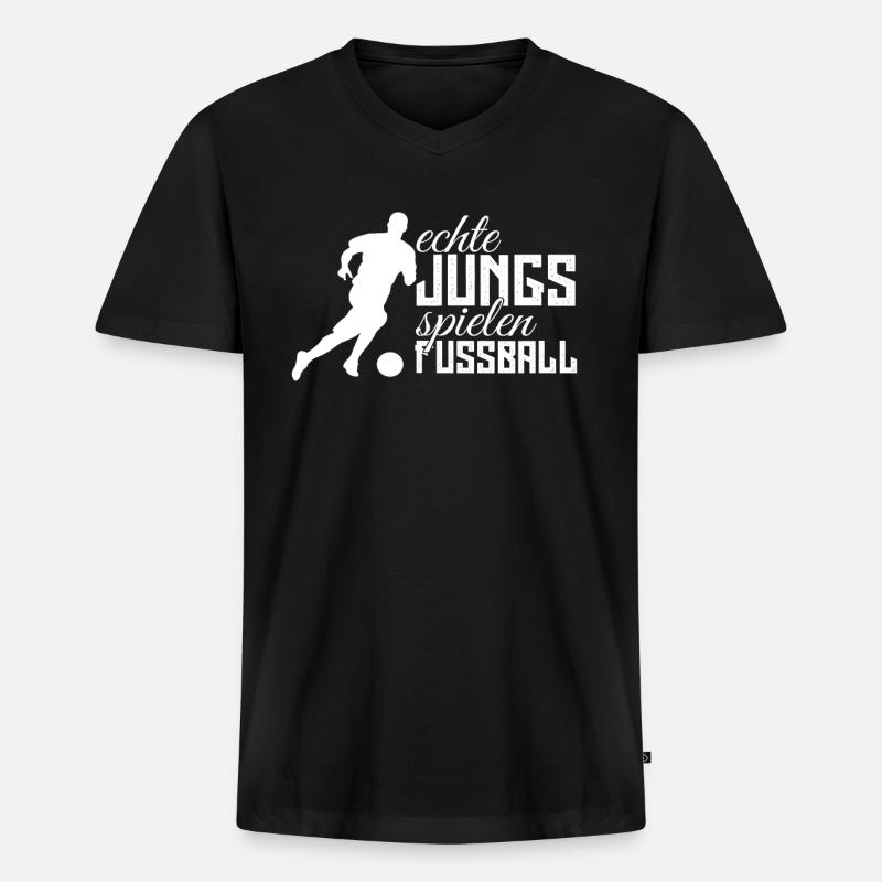Fußball - Männer Premium Bio T-Shirt mit V-Ausschnitt - Schwarz