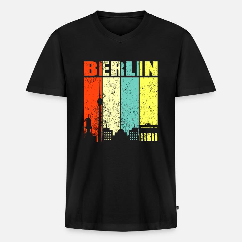 Berlin - Männer Premium Bio T-Shirt mit V-Ausschnitt - Schwarz