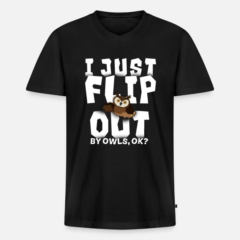 Eule - Männer Premium Bio T-Shirt mit V-Ausschnitt - Schwarz