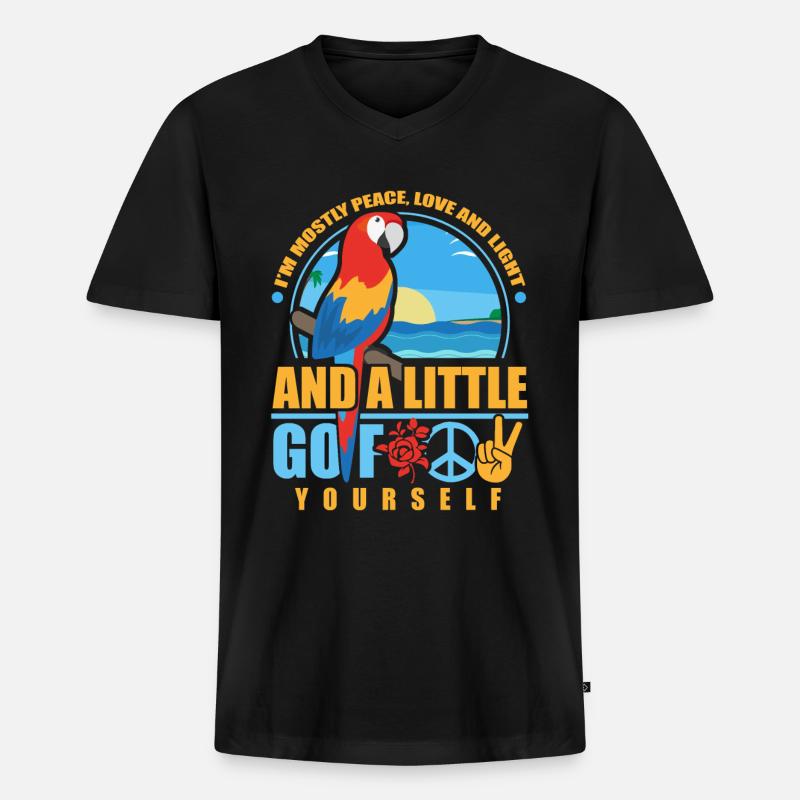 Papagei - Männer Premium Bio T-Shirt mit V-Ausschnitt - Schwarz