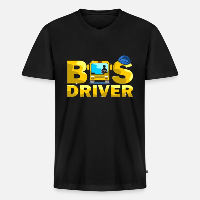 Busfahrer - Männer Premium Bio T-Shirt mit V-Ausschnitt - Schwarz