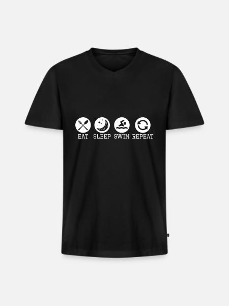 Schwimmen - Männer Premium Bio T-Shirt mit V-Ausschnitt - Schwarz