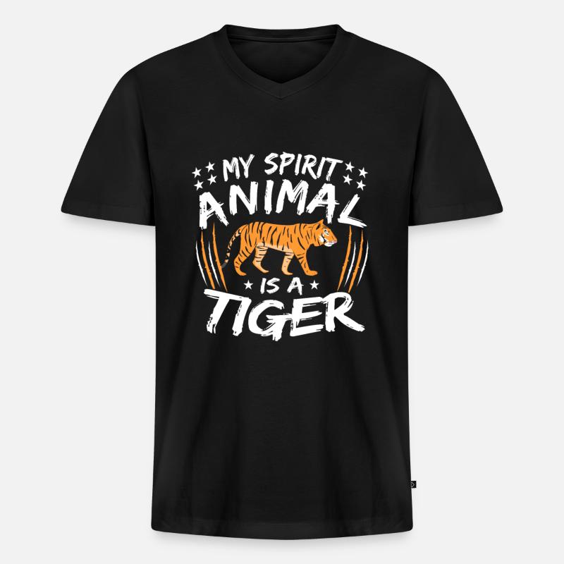 Tiger - Männer Premium Bio T-Shirt mit V-Ausschnitt - Schwarz