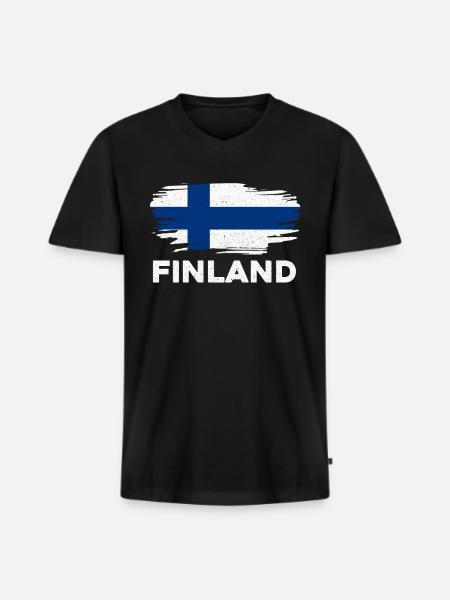 Finnland - Männer Premium Bio T-Shirt mit V-Ausschnitt - Schwarz