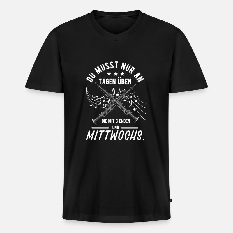 Klarinette - Männer Premium Bio T-Shirt mit V-Ausschnitt - Schwarz