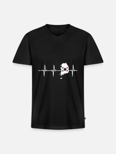 Korea - T-shirt encolure en V Premium bio Homme - noir
