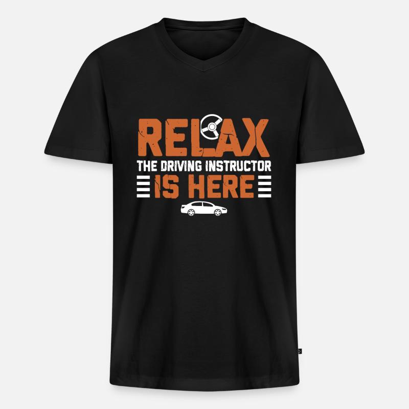 Fahrlehrer - Männer Premium Bio T-Shirt mit V-Ausschnitt - Schwarz