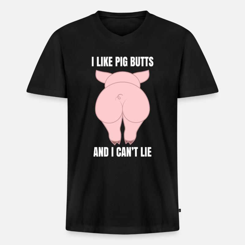 Schwein - Männer Premium Bio T-Shirt mit V-Ausschnitt - Schwarz