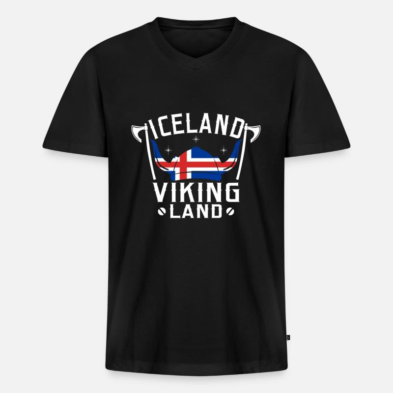 Island - Männer Premium Bio T-Shirt mit V-Ausschnitt - Schwarz