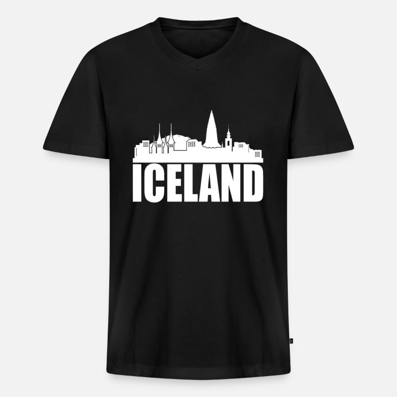 Island - Männer Premium Bio T-Shirt mit V-Ausschnitt - Schwarz