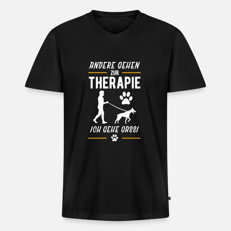 Hund - Männer Premium Bio T-Shirt mit V-Ausschnitt - Schwarz
