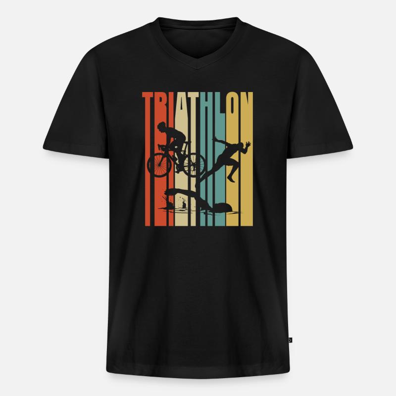Triathlon - Männer Premium Bio T-Shirt mit V-Ausschnitt - Schwarz