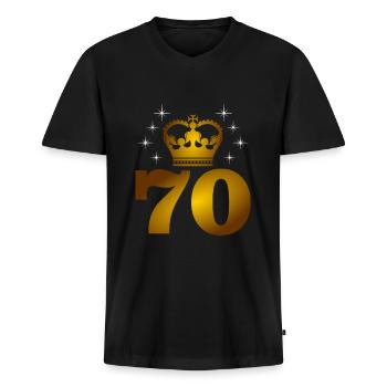 70. Geburtstag - Männer Premium Bio T-Shirt mit V-Ausschnitt - Schwarz - Vorne - Nico (187cm)