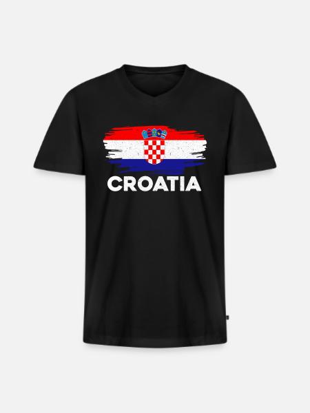 Croatia - Men's Premium Organic T-shirt with V-neck - black