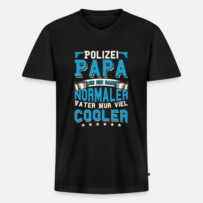 Polizei Polizist Polizeiauto Geschenk Geschenkidee - Männer Premium Bio T-Shirt mit V-Ausschnitt - Schwarz