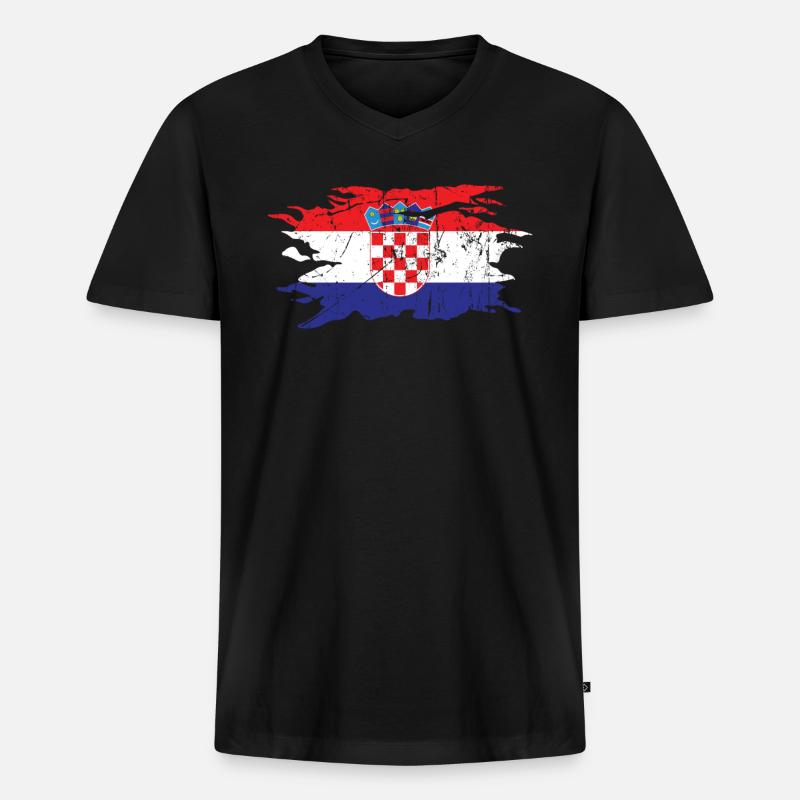 Kroatien - Männer Premium Bio T-Shirt mit V-Ausschnitt - Schwarz