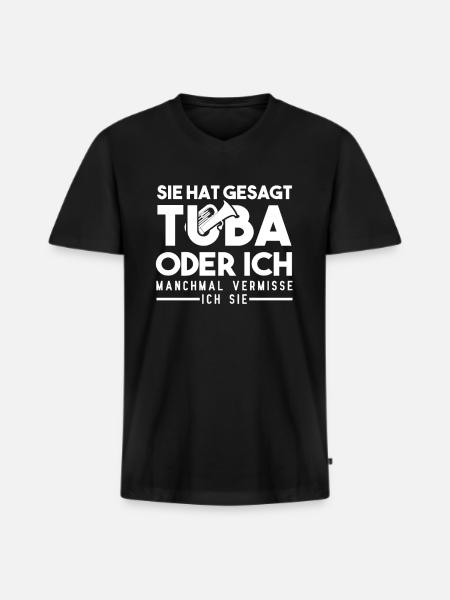 Tuba - Männer Premium Bio T-Shirt mit V-Ausschnitt - Schwarz